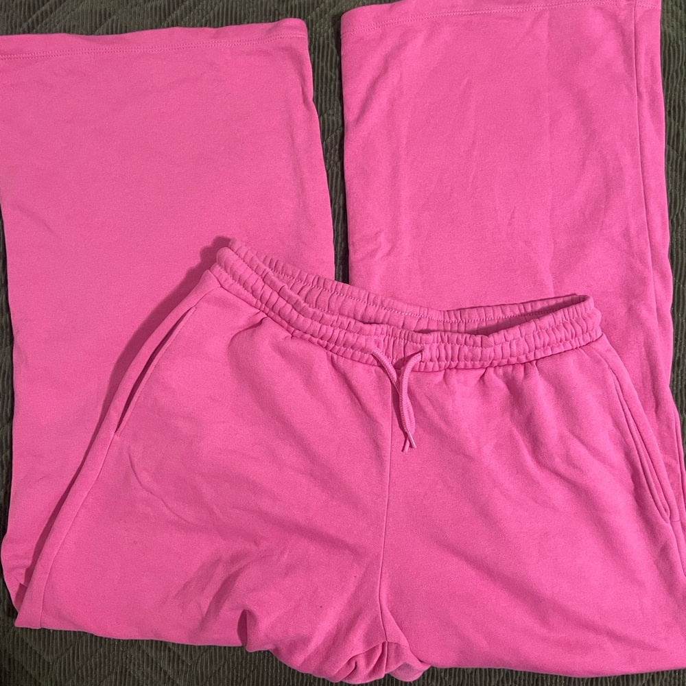 Wide Leg Hot Pink Sweat Pants